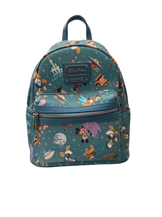 Disney Handbags - Disney Parks Loungefly Mini Backpack Characters & Attractions Teal